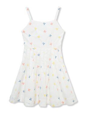 Girls Bow Print Open-Back Cotton Sundress White Truce M 10-12